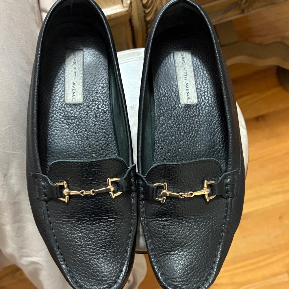 Saks Fifth Avenue Women’s  Black Leather Bit Loafers